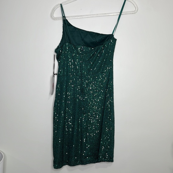 Crystal sky emerald green sequin one strap mini dress - Picture 7 of 10